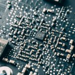 Printed Circuit Board with electrical components.